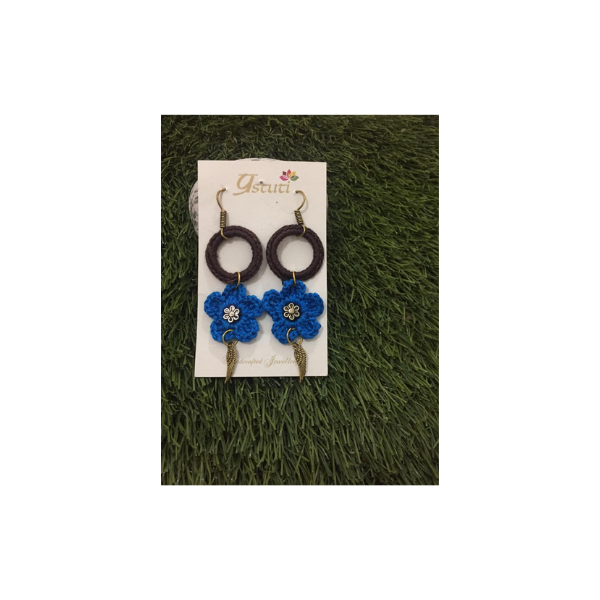 crochet thread and metal earrings